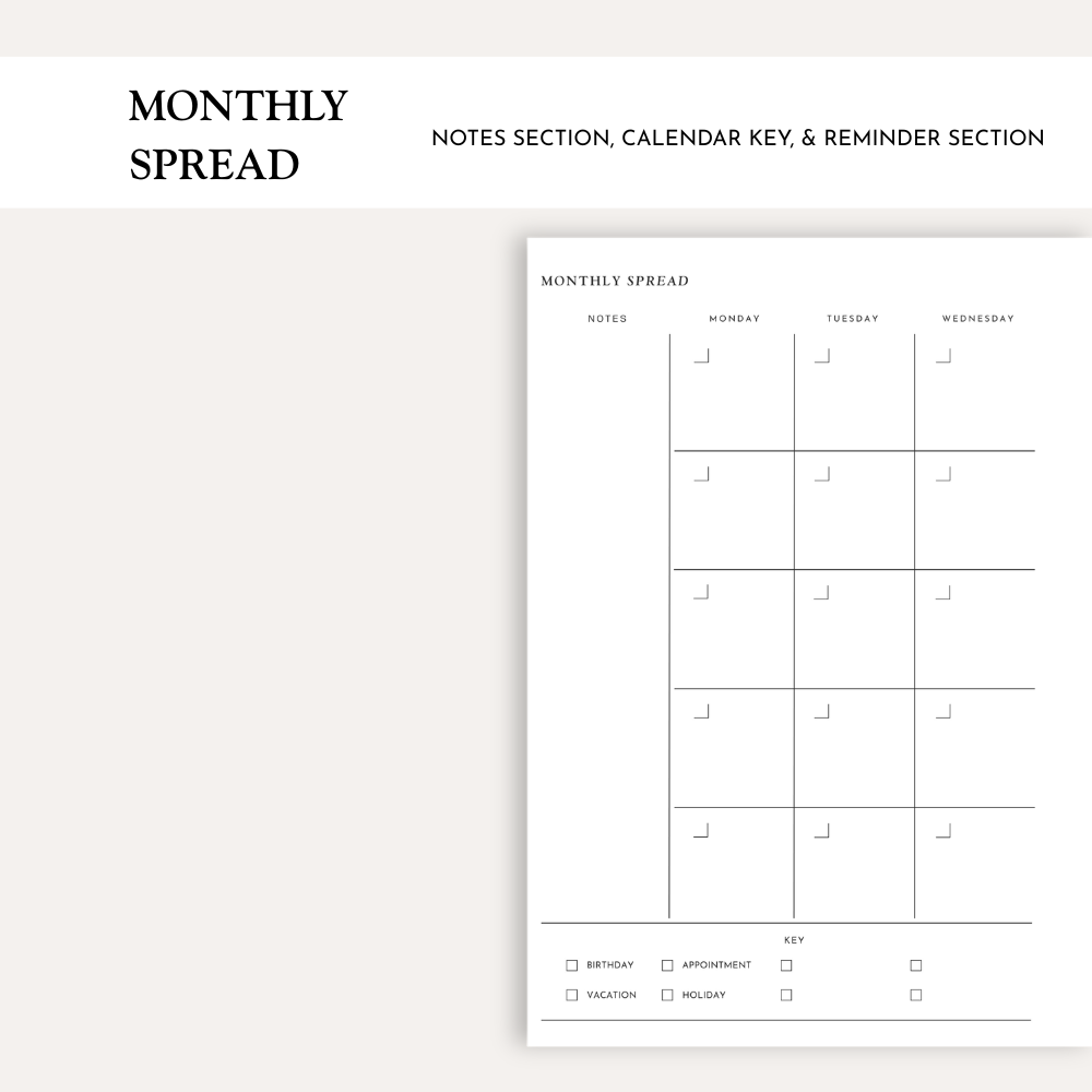 Monthly Spread Inserts