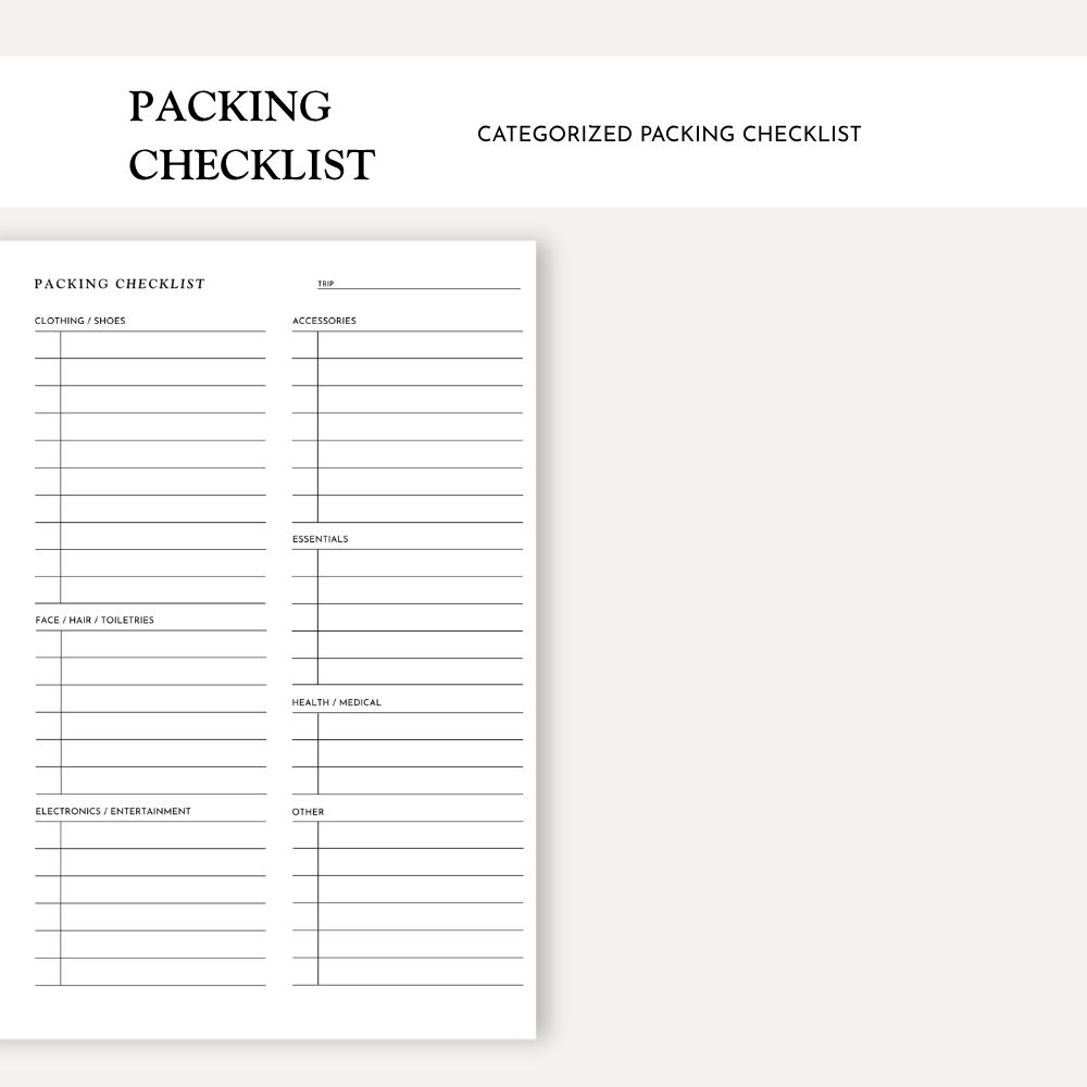 Packing Checklist